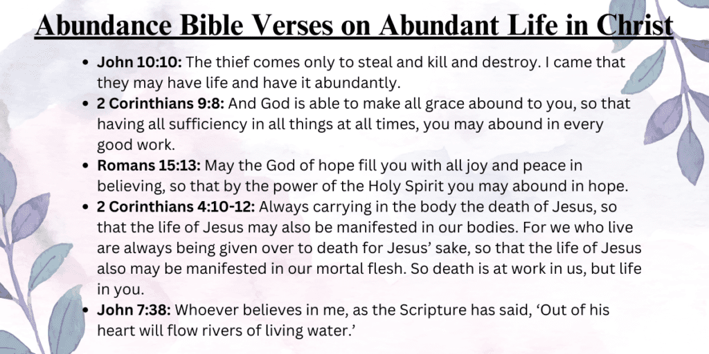Abundance Bible Verses on Abundant Life in Christ