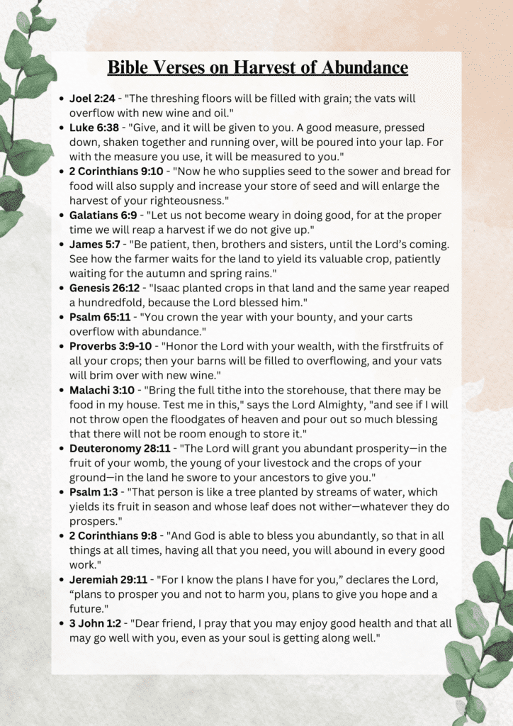Bible Verses on Harvest of Abundance