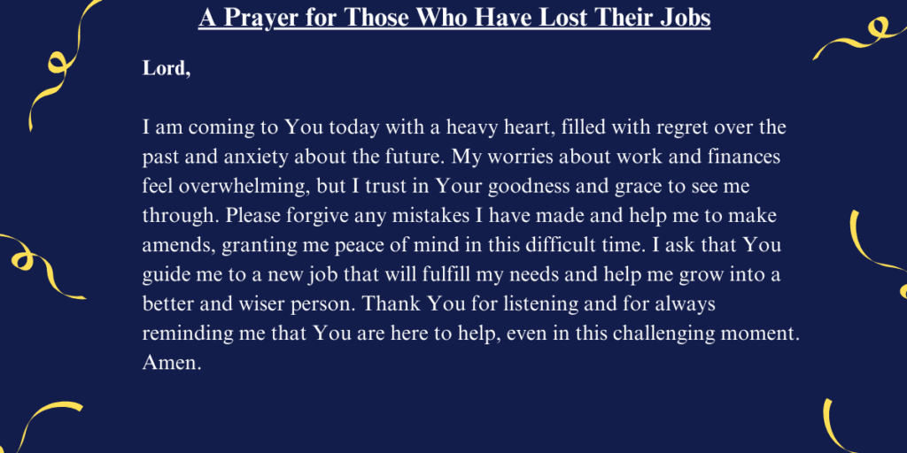 A Prayer for Those Who Have Lost Their Jobs