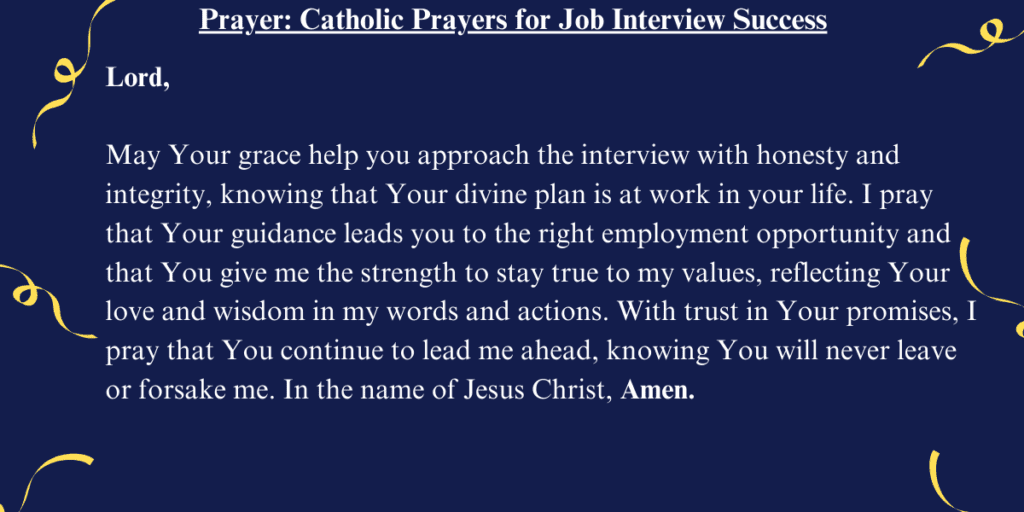 Prayer for Catholic Prayers for Job Interview Success
